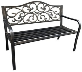 Brązowa ławka z oparciem i podłokietnikami D8-L25