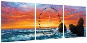 Obraz - Zachód słońca (z zegarem) (90x30 cm)