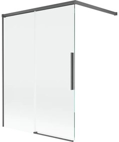 Mexen Rox parawan nawannowy 2-skrzydłowy rozsuwany 120 x 150 cm, transparent, gun gray szczotkowany - 8C9-100-003-66-00