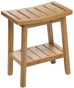 Stołek łazienkowy BAMBOO z półeczką na akcesoria