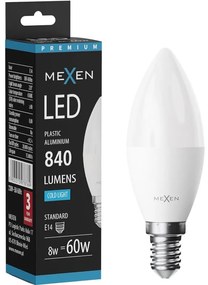 Mexen Nova żarówka LED E14, C37, 8W, Zimna - 6500K, 840 lm - L102-E14-0865-01