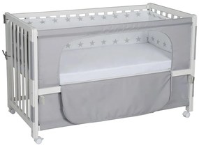 Białe łóżeczko na kółkach z baldachimem 60x120 cm Little stars – Roba