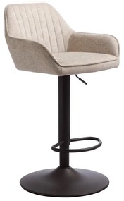 Beżowy tapicerowany hoker z regulowaną wysokością/z podłokietnikami (wysokość siedziska 65 cm) Nolan – Unique Furniture