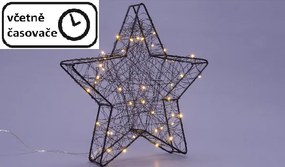 Dekoracyjna metalowa gwiazda 25 LED - czarna