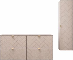 Kaszmirowy zestaw do łazienki słupek z 2 szafkami pod umywalkę 60 Z8-F79