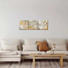 Obraz - Ściana w stylu vintage z kwiatami (z zegarem) (90x30 cm)