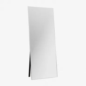 Prostokątne Lustro Stojące W Aluminiowej Ramie 80x200 Cm Ondra Silver & Blk Frame - Sklum