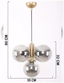 Lampa wisząca w szaro-złotym kolorze ze szklanym kloszem ø 15 cm Hector – Squid Lighting