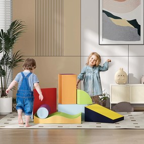 HOMCOM Klocki Piankowe dla Dzieci, rozwijają kreatywność, Skóra Syntetyczna, 40x40x20 cm, Wielobarwny, 1-3 Lata