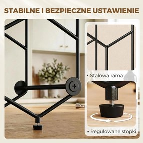 HOMCOM Stojak na wino na 13 butelek z designem plastra miodu, regulowanymi nóżkami, zabezpieczeniem przed przewróceniem, metalowy, 43 x 15,5 x 31 cm, czarny | Aosom PL