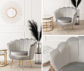 Welurowy fotel glamour z oparciem typu muszla Angel