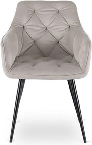 Krzesło Tapicerowane do Salonu MODESTO Szare Welurowe Nowoczesne Loft