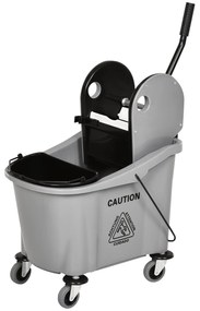 HOMCOM Wózek do Mopa z Prasą, 36L, Separator Wody, 4 Koła, Czarny/Szary
