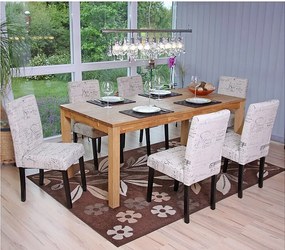 Krzesło do jadalni Littau (zestaw 6 sztuk),  tkanina z napisem, kremowy, ciemne nogi