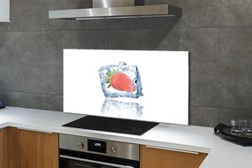 Szkło do Kuchni na Ścianę Kostka Lodu z Truskawką