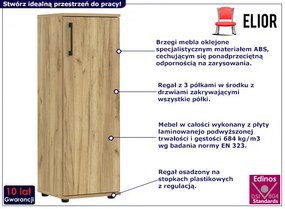 Regał biurowy minimalistyczny z drzwiczkami dąb craft Volas