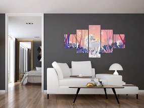 Obraz - Jednorożec w magicznym lesie (125x70 cm)