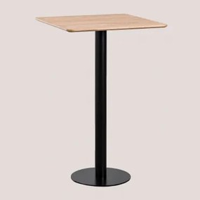 Kwadratowy Wysoki Stolik Barowy Z Forniru Jesionowego Frappe ↔︎ 60 Cm & Czarny - Sklum