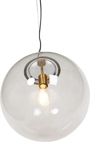 Nowoczesna lampa wisząca mosiężna z dymionym szkłem 40 cm - Ball