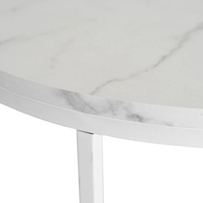 Stolik Kawowy z Półką BEST 70 cm Biały Marmur/Biały Nowoczesny