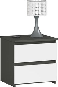 Szafka nocna AKORD CL2 Grafit Szary 40 cm 2 szuflady kolor Biały mat 40x35x40 cm