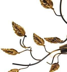 W stylu vintage lampa sufitowa czarna ze złotem 50 cm 3-światła - Foglie klasyczny/Antyczny Oswietlenie wewnetrzne