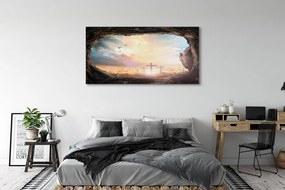 Zdjęcie na płótnie Jaskinia z Krzyżami i Ptakami