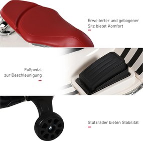 Motocykl dla dzieci HOMCOM z muzyką MP3 marki VESPA biały