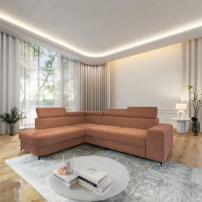 Masseno Narożnik ALVORO z funkcją spania i pojemnikiem na pościel Narozniki L, Rozkładana sofa - Miedziany, QUELLE 54