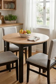 Nowoczesny okrągły stół rozkładany dąb artisan + czarny W9-N79