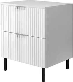 Szafka pod umywalkę, biała, 60 x 77 x 46 cm, uchwyt srebrny, nóżki czarne + blat