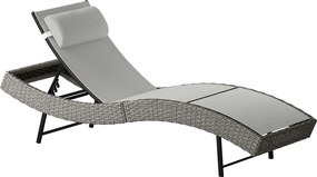 Outsunny Leżak z polirattanu w kształcie litery S, ogrodowy leżak z 5-stopniową regulacją oparcia, zagłówkiem, oddychający, odporny na UV | Aosom PL