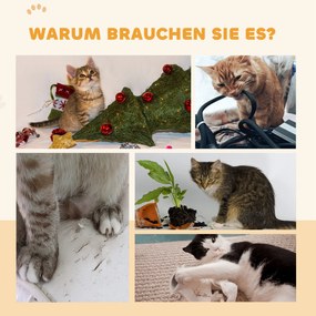 PawHut Kocie Koło Treningowe, Koło Do Biegania dla Kotów, 91 cm, z Hamulcem, Matą Do Drapania, dla Zdrowego Ruchu, Orzech