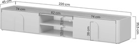 Szafka RTV Amilio 220 cm z szufladą - eukaliptus / dąb baltic dune / uchwyty dąb naturalny