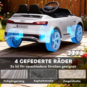 AIYAPLAY Elektryczny Samochód dla Dzieci Audi Q8 12V, Sterowanie Pilotem, Światła, Muzyka, Biały
