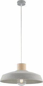 Lampa wisząca Portland z lakierowanego na szaro żelaza z kloszem betonowym śr. 40 i drewnem z regulowanym kablem elektrycznym 1 lampa 100 Ø40