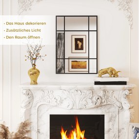HOMCOM Lustro ścienne, dekoracyjne lustro z metalową ramą, czarne paski, szkło warstwowe, 50B x 2T x 70H cm | Aosom PL