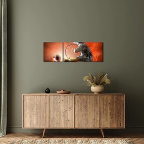 Obraz - Piłkarz (z zegarem) (90x30 cm)