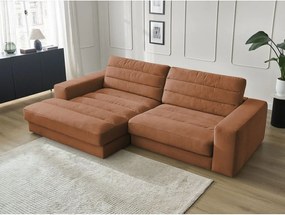Pomarańczowy aksamitny narożnik (lewostronny/z szezlongiem) Sierra – Bobochic Paris