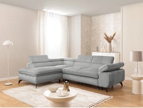 Jasnoszary sztruksowy narożnik (lewostronny/w kształcie litery L) Marbeya – Ropez