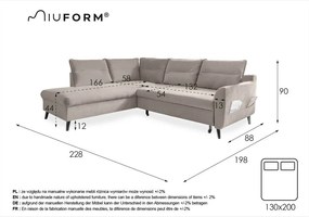 Ciemnoniebieski aksamitny narożnik rozkładany Miuform Stylish Stan L, lewostronny