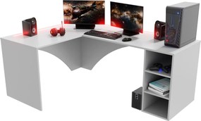Biurko narożne do gamingu Carbon z otwartym regałem