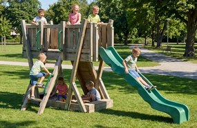 Certyfikowany drewniany plac zabaw ze zjeżdżalnią i piaskownicą FunForte I