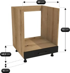 Zestaw Mebli Kuchennych MODERN 200 cm Czarny/Dąb Evoke Loftowy