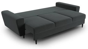 Ciemnoszara aksamitna rozkładana/ze schowkiem sofa 235 cm Kyoto – Cosmopolitan Design
