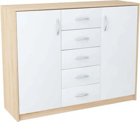 Skandynawska komoda dąb sonoma + biały M2-M04
