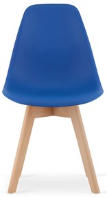 Niebieskie krzesło KITO z bukowymi nogami