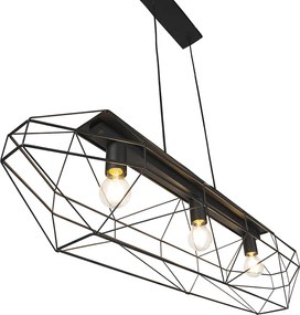 Industrialna lampa wisząca czarna 3-światłowa - Carcass