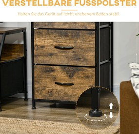 HOMCOM Szafka do przechowywania z szufladami materiałowymi półki MDF metalowa rama brązowa | Aosom PL