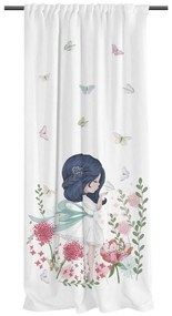 Biała zasłona dziecięca z satyny bawełnianej 110x250 cm Flowers Around Me – Butter Kings